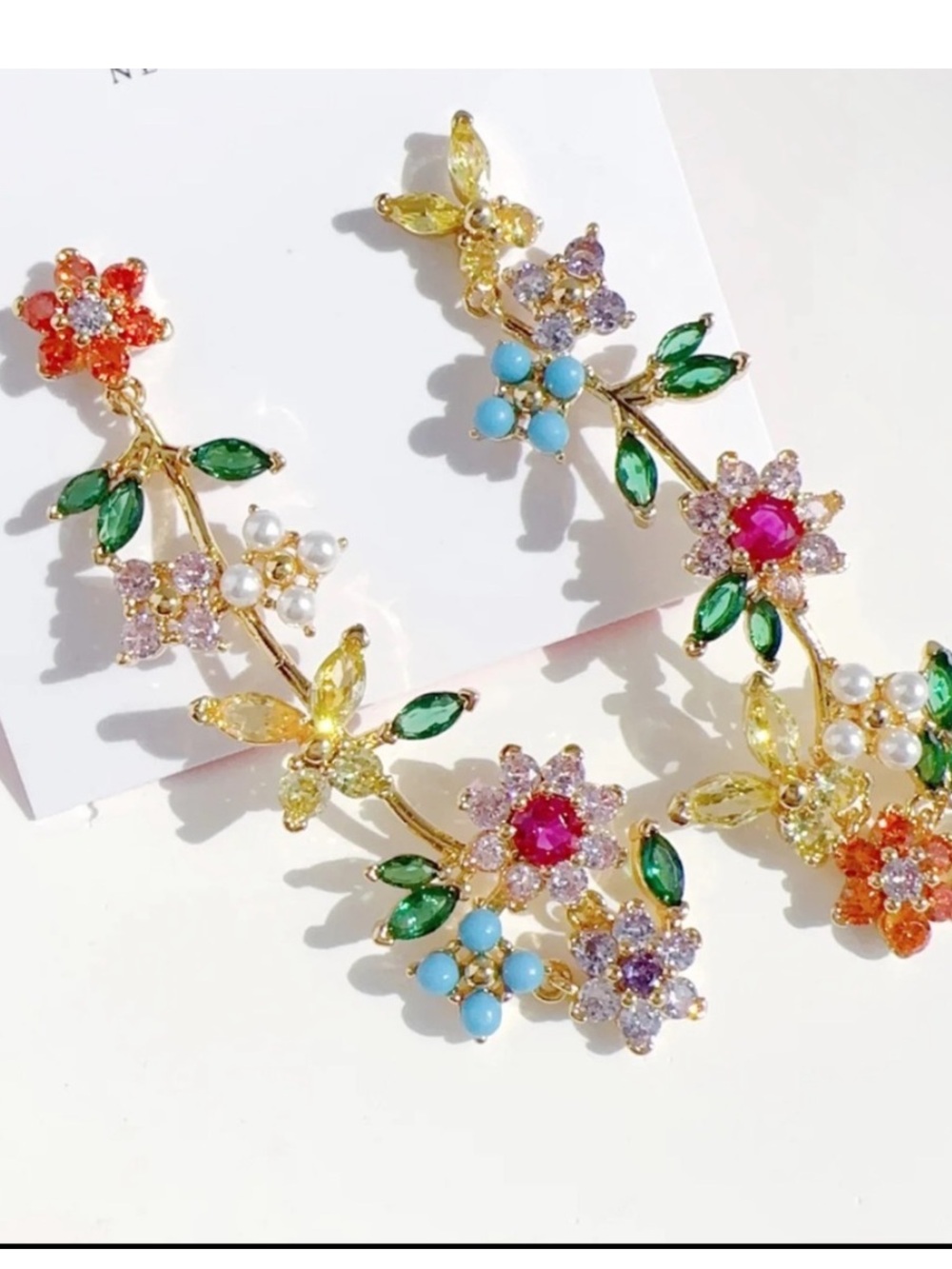 kate spade Gold-Tone Multicolor Floral Linear Earrings